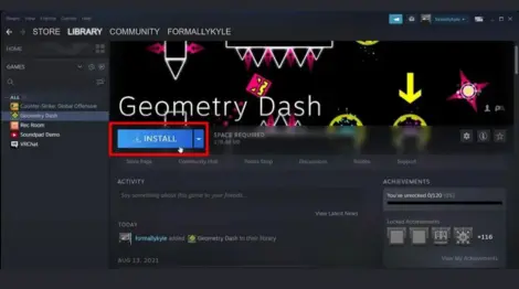 descargar e instalar Geometry Dash en Steam
