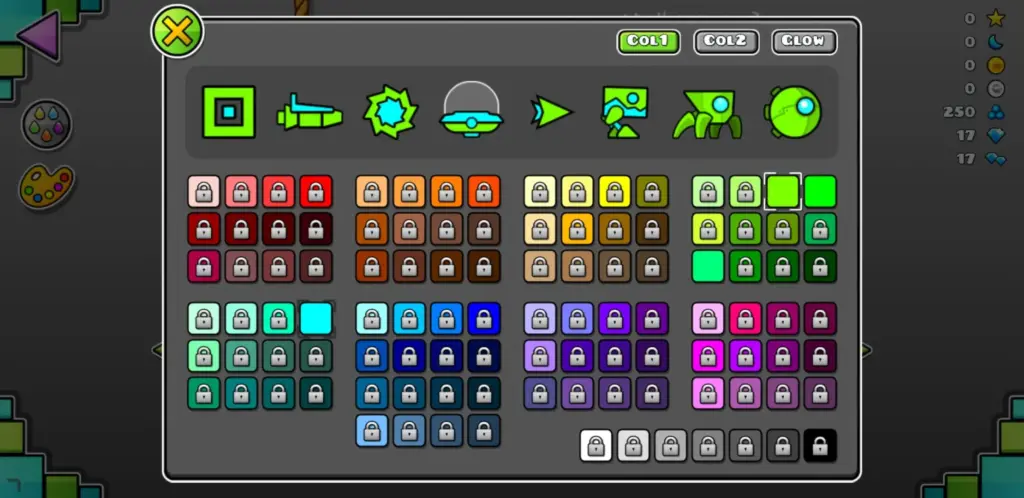 Geometry Dash APK - Screenshot of colors