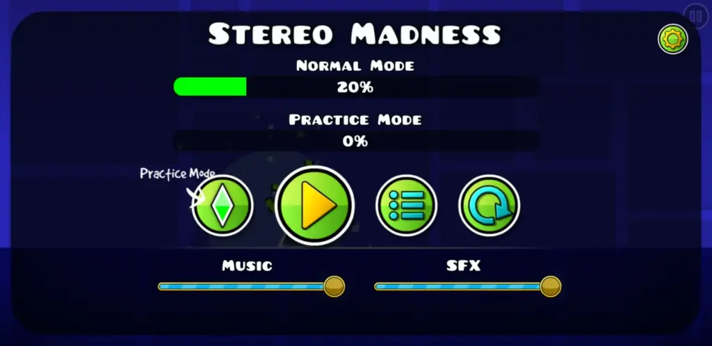 Geometry Dash - Screenshot Geometry Dash of practice mode