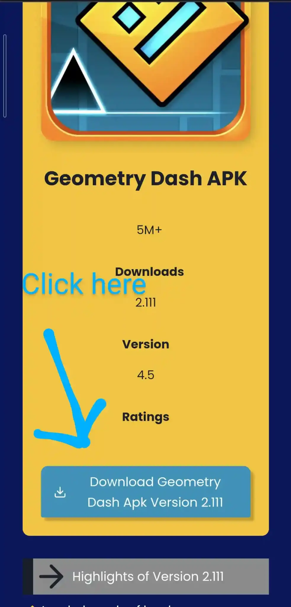 Скачать Geometry Dash 2.2 - шаг 1